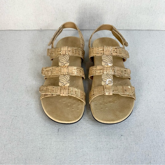 Vionic - Amber Adjustable Strap Cork/Leather Neutral Beachy Sandal - Size 7 - Picture 3 of 13